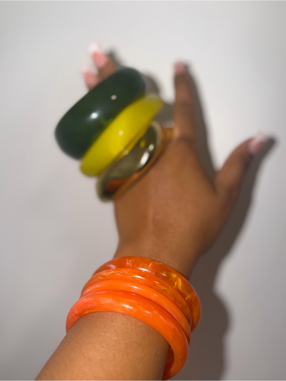 Vibrant Orange Resin Stackable Bangle Bracelet for Women